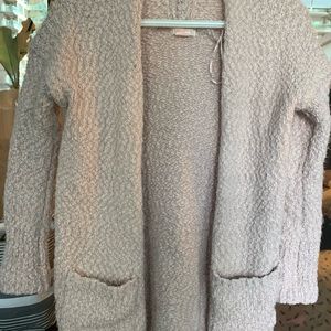 Fuzzy Pink Mid-Length Cardigan